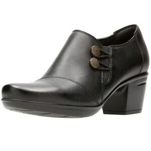 Clarks Emslie Warren Women's Loafer Shoes Slip-On Leather US 9.5 M Black Shoes